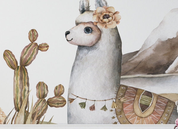 Boho llama wall sticker set