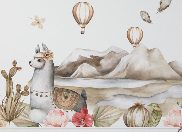 Boho llama wall sticker set