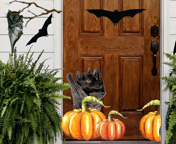 Halloween Bat Door Decor - Halloween Stickers - Halloween Wall Decals for Kids - Spooky Decor Ideas, Halloween Home Decor, Pumpkin Decals