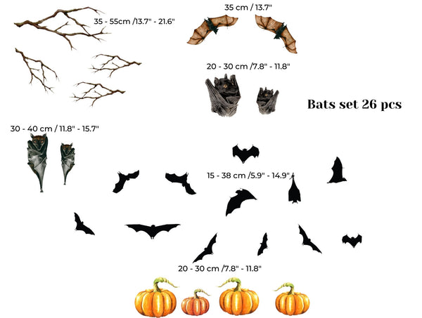 Halloween Bat Door Decor - Halloween Stickers - Halloween Wall Decals for Kids - Spooky Decor Ideas, Halloween Home Decor, Pumpkin Decals
