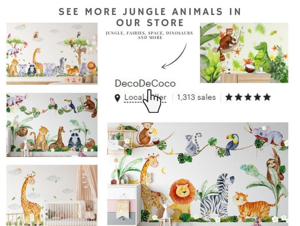 Rhino Jungle Animals - Wall Decals for Nursery - Safari Animals Wall Stickers