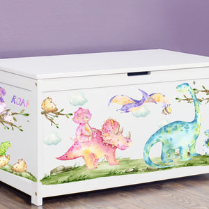 Dino Toy Box Decal - Toy Box Decorations - Toy Storage Labels Playroom Kidsroom Nursey - Toybox Decal Vinyl Decals - Dinosaur Toy Box