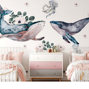 Whale wall decal - Ocean Sea nursery decor for kids room