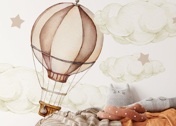 Retro hot air balloon wall stickers