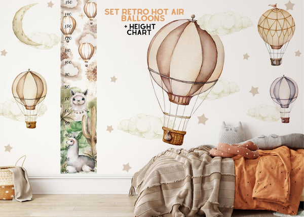 Retro hot air balloon wall stickers