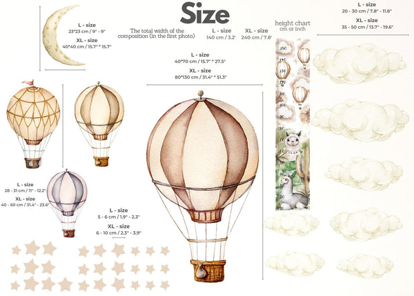 Retro hot air balloon wall stickers