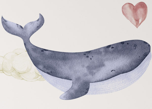 Wall decals kit "Whales + Hot Air Balloons and Hearts"