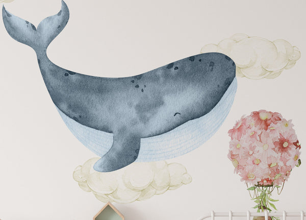 Wall decals kit "Whales + Hot Air Balloons and Hearts"