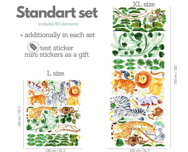 Jungle animals wall decals