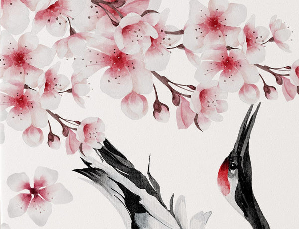 Herons and cherry blossoms wall sticker