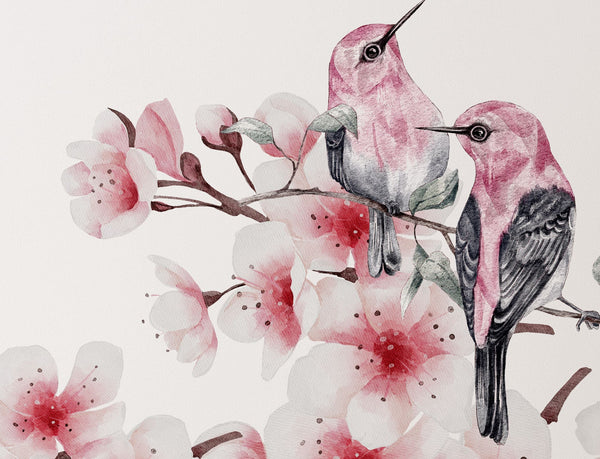 Herons and cherry blossoms wall sticker