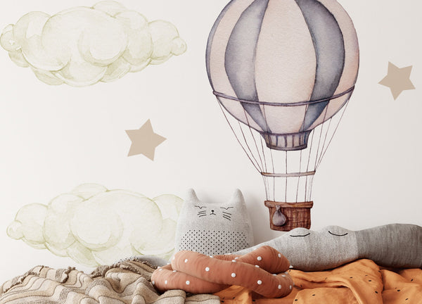 Retro hot air balloon wall stickers