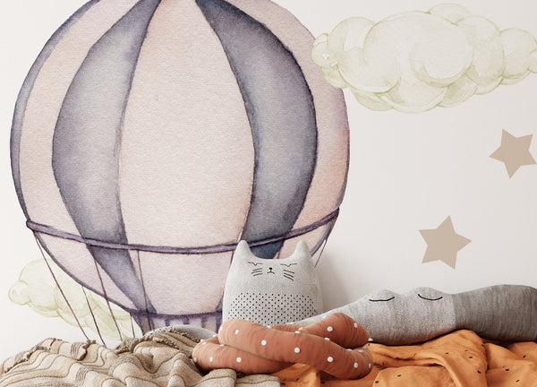 Retro hot air balloon wall stickers