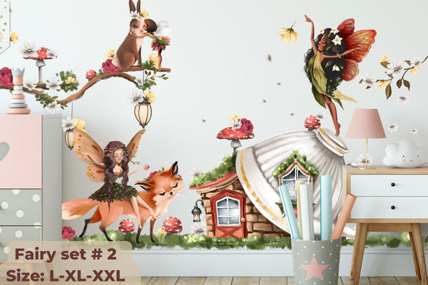 Fairy Tale Wall Decals for Baby Girl Room - Nursery Stickers with Little Fairy Decal Set