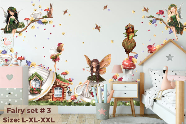 Fairy Tale Wall Decals for Baby Girl Room - Nursery Stickers with Little Fairy Decal Set
