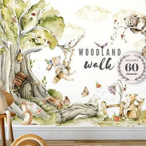 Woodland Nursery Wall Decal - Forest Animals Wall Sticker - Neutral Nursery - Kids Room Decor for Boys and Girls Playroom