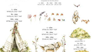 Woodland Forest Animals Wall Sticker Set with Rabbit Bear and Tree - Perfect for Nursery and Kids Room Decor