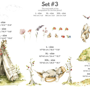 Woodland Forest Animals Wall Sticker Set with Rabbit Bear and Tree - Perfect for Nursery and Kids Room Decor