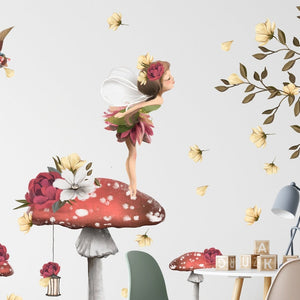 Fairy Tale Wall Decals for Baby Girl Room - Nursery Stickers with Little Fairy Decal Set