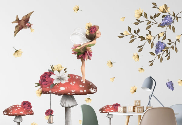 Fairy Tale Wall Decals for Baby Girl Room - Nursery Stickers with Little Fairy Decal Set