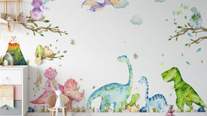 Dinosaur wall decal for bedroom or playroom | Baby wall stickers | Nursery dino decor for kids boys/girls room | L - XL - XXL
