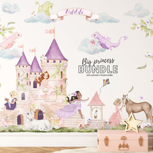 Princess Decor for Girls Room - Princess Castle Wall Decal - Fairy Tales Nursery Decor - Wall Sticker for a girl