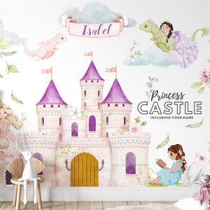 Princess Castle Wall Decal / Girls Nursery / Peel and Stick / Wall Sticker for Baby Girl
