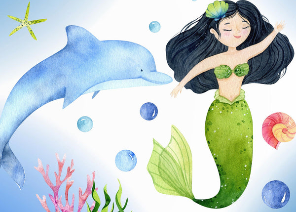 Mermaid Wall Decal, Sea ocean wall stickers, Girls bedroom decor