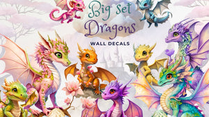 Dragon Decal for Wall - Nursery Wall Stickers - Wall Art Decor for Kids Room or Playromm
