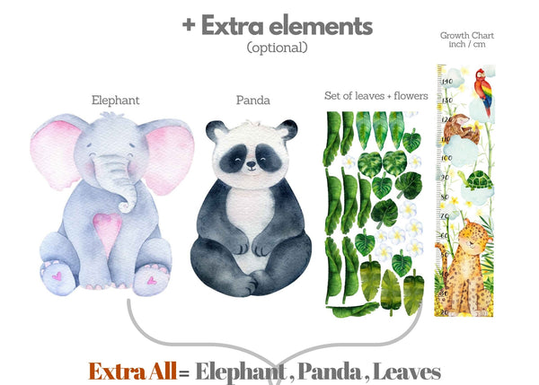 Safari Nursery Wall Stickers - Jungle Animal Decals for Nursery - XL 10 feet + or XXL 13 feet +
